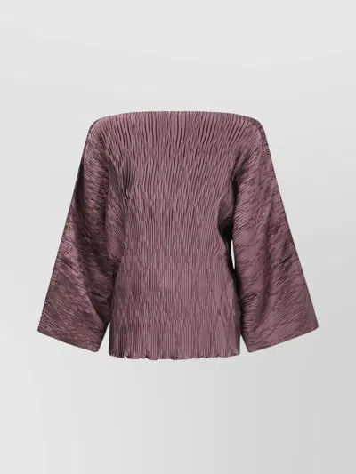 BY MALENE BIRGER TEXTURED LONG SLEEVE BLOUSE WITH STRAIGHT NECKLINE