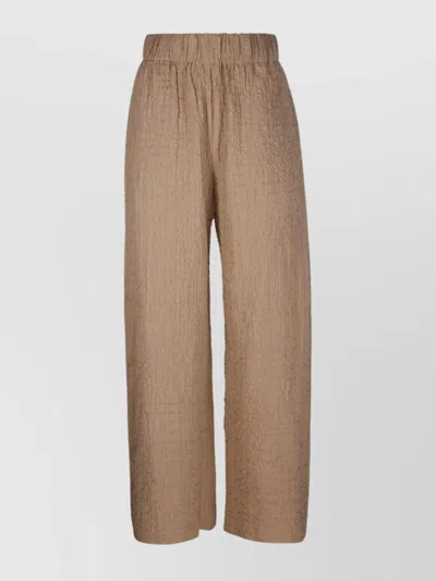 By Malene Birger Textured Wide-leg Trousers In Luxe Fabric In Brown