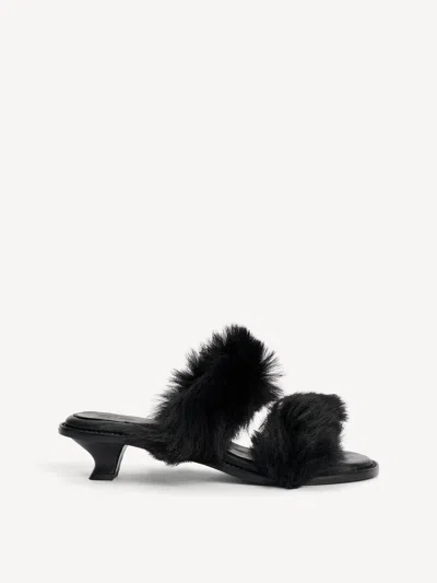 By Malene Birger Tianna Shearling Sandals In Black