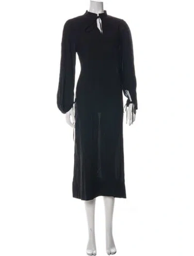 Pre-owned By Malene Birger Tie Neck Long Dress In Black