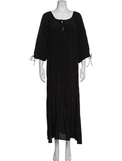 Pre-owned By Malene Birger Tie Neck Long Dress In Black
