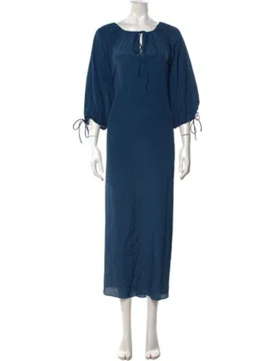 Pre-owned By Malene Birger Tie Neck Long Dress W/ Tags In Blue