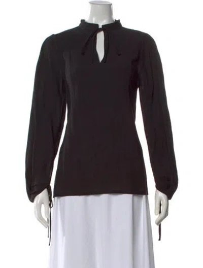Pre-owned By Malene Birger Tie Neck Long Sleeve Blouse In Black