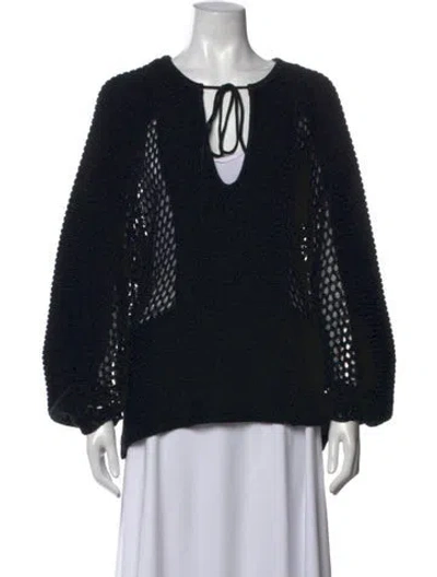 Pre-owned By Malene Birger Tie Neck Sweater In Black
