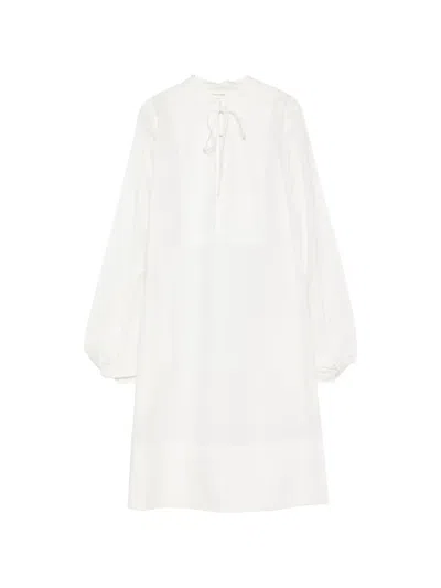 By Malene Birger Tie-neck Puff-sleeve Mini Dress In White