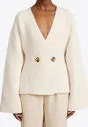 By Malene Birger Tinley Ribbed Double-breasted Sweater In Beige