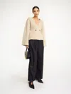 By Malene Birger Tinley Double-breasted Wool Cardigan In Twill Beige