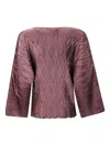 By Malene Birger Textured Long Sleeve Blouse With Straight Neckline In Brown