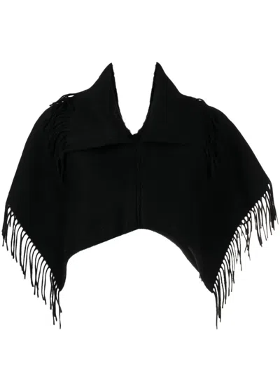 By Malene Birger Turtla Wool Fringe Bib In Black