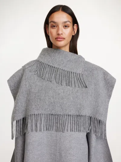 By Malene Birger Turtla Wool Fringe Bib In Gray