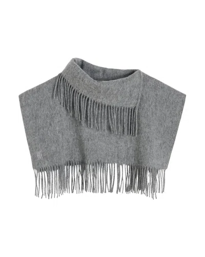By Malene Birger Turtla Wool Fringe Bib In Gray
