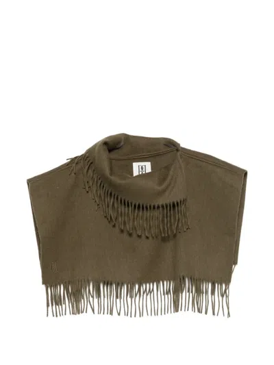 By Malene Birger Turtla Wool Fringe Bib In Green