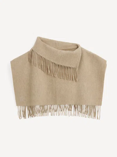 By Malene Birger Turtla Wool Fringe Bib In Grey Brown Melange