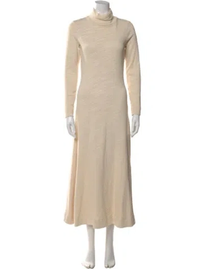 Pre-owned By Malene Birger Turtleneck Long Dress In Neutral