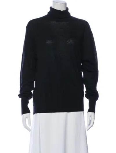 Pre-owned By Malene Birger Turtleneck Long Sleeve Top In Blue