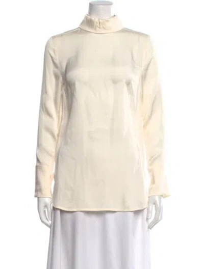 Pre-owned By Malene Birger Turtleneck Long Sleeve Top In Neutral