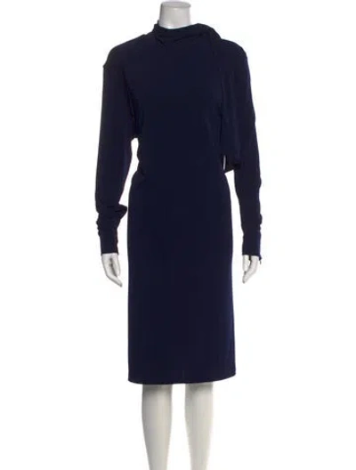 Pre-owned By Malene Birger Turtleneck Midi Length Dress In Blue