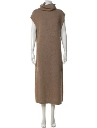 Pre-owned By Malene Birger Turtleneck Midi Length Dress In Neutral