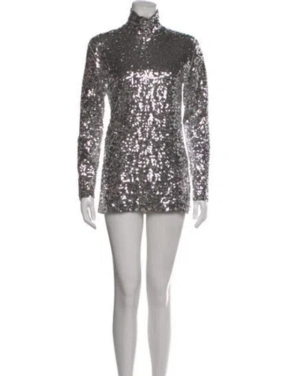 Pre-owned By Malene Birger Turtleneck Mini Dress In Silver