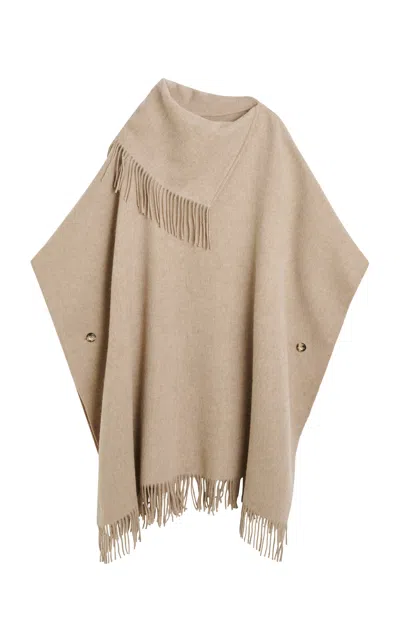 By Malene Birger Turtlo Oversized Fringed Wool Cape In Brown