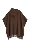 By Malene Birger Turtlo Wool Fringed Poncho In Brown