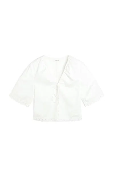 By Malene Birger Ulrikke Embroidered Organic Cotton Top In Soft White