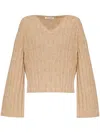 By Malene Birger V-neck Chunky-ribbed Jumper In Neutrals