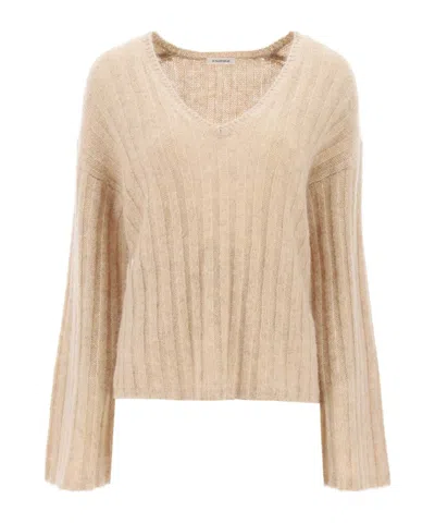 BY MALENE BIRGER V-NECK CHUNKY-RIBBED JUMPER