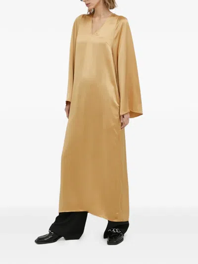 By Malene Birger V-neck Long-sleeve Maxi Dress In Yellow