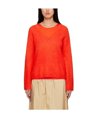 By Malene Birger V-neck Long-sleeved Sweater In Red