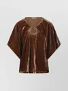 By Malene Birger Velvet Keyhole Neck Relaxed Fit Top