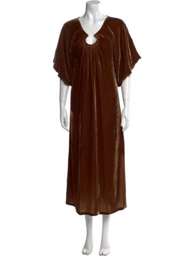 Pre-owned By Malene Birger Velvet Long Dress W/ Tags In Brown