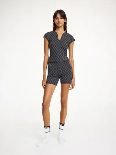 By Malene Birger Venazia Athletic Top In Monogram Black & Grey