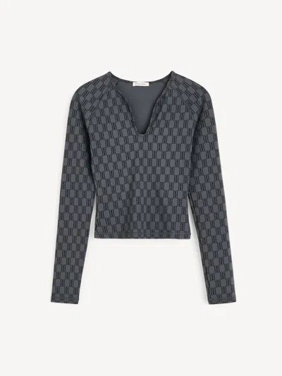 By Malene Birger Venazia Long Sleeve Athletic Top In Gray