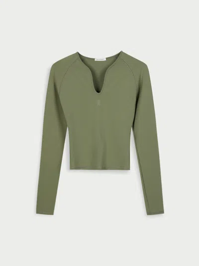 By Malene Birger Venazia Long Sleeve Athletic Top In Green