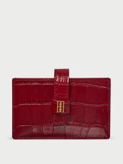 By Malene Birger Vera Croc Cardholder In Red Dahlia