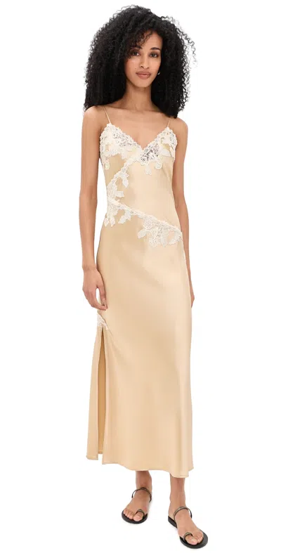 By Malene Birger Vera Lace-detailed Slip Midi Dress In Gold