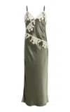 By Malene Birger Vera Lace-detailed Slip Midi Dress In Green