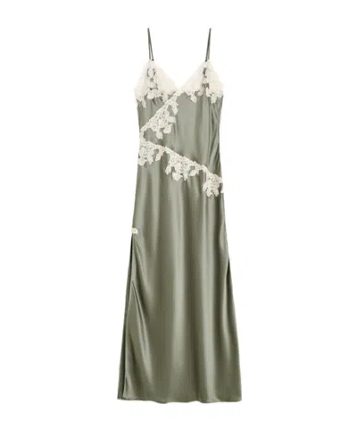 By Malene Birger Vera Satin Maxi Dress In Green