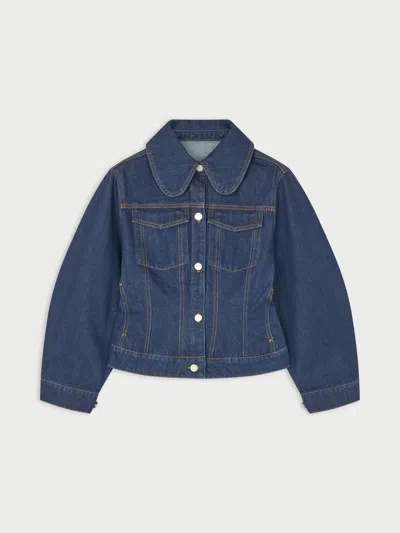 By Malene Birger Villies Organic Cotton Jacket In Dark Blue Rinsed