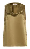 By Malene Birger Viola Draped Acetate Tank Top In Green