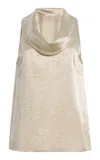 By Malene Birger Viola Draped Acetate Tank Top In Gold