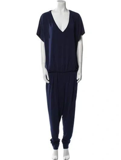Pre-owned By Malene Birger V-neck Jumpsuit In Blue