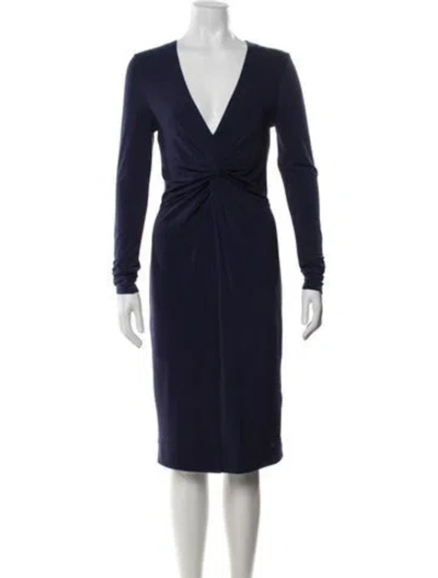 Pre-owned By Malene Birger V-neck Knee-length Dress In Blue