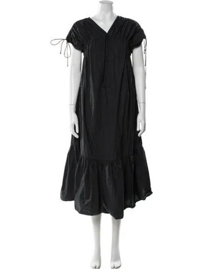 Pre-owned By Malene Birger V-neck Long Dress In Black