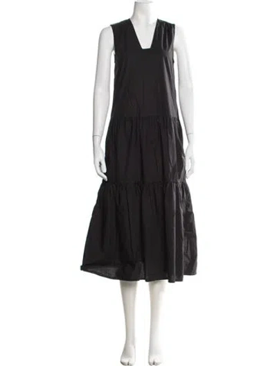 Pre-owned By Malene Birger V-neck Long Dress In Black