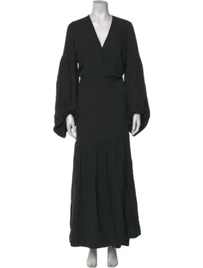 Pre-owned By Malene Birger V-neck Long Dress In Black