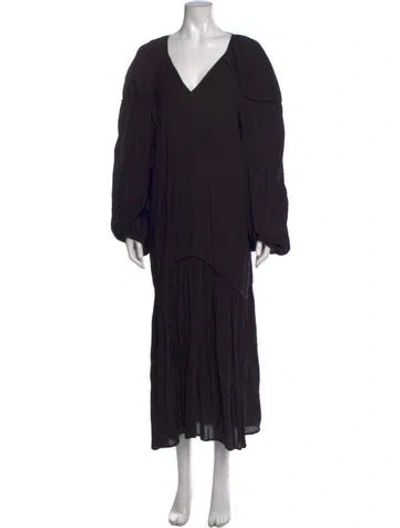 Pre-owned By Malene Birger V-neck Long Dress In Black
