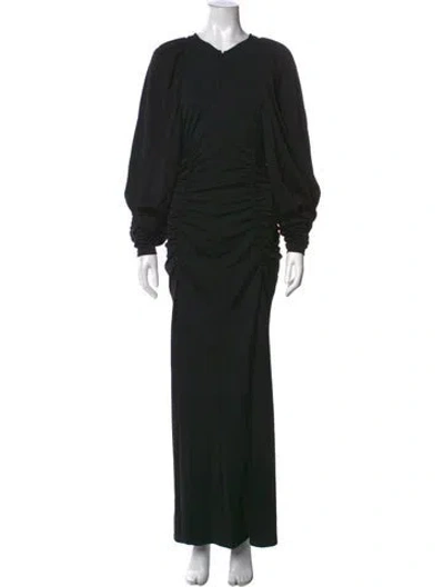 Pre-owned By Malene Birger V-neck Long Dress In Black