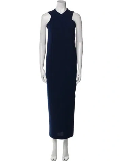 Pre-owned By Malene Birger V-neck Long Dress In Blue